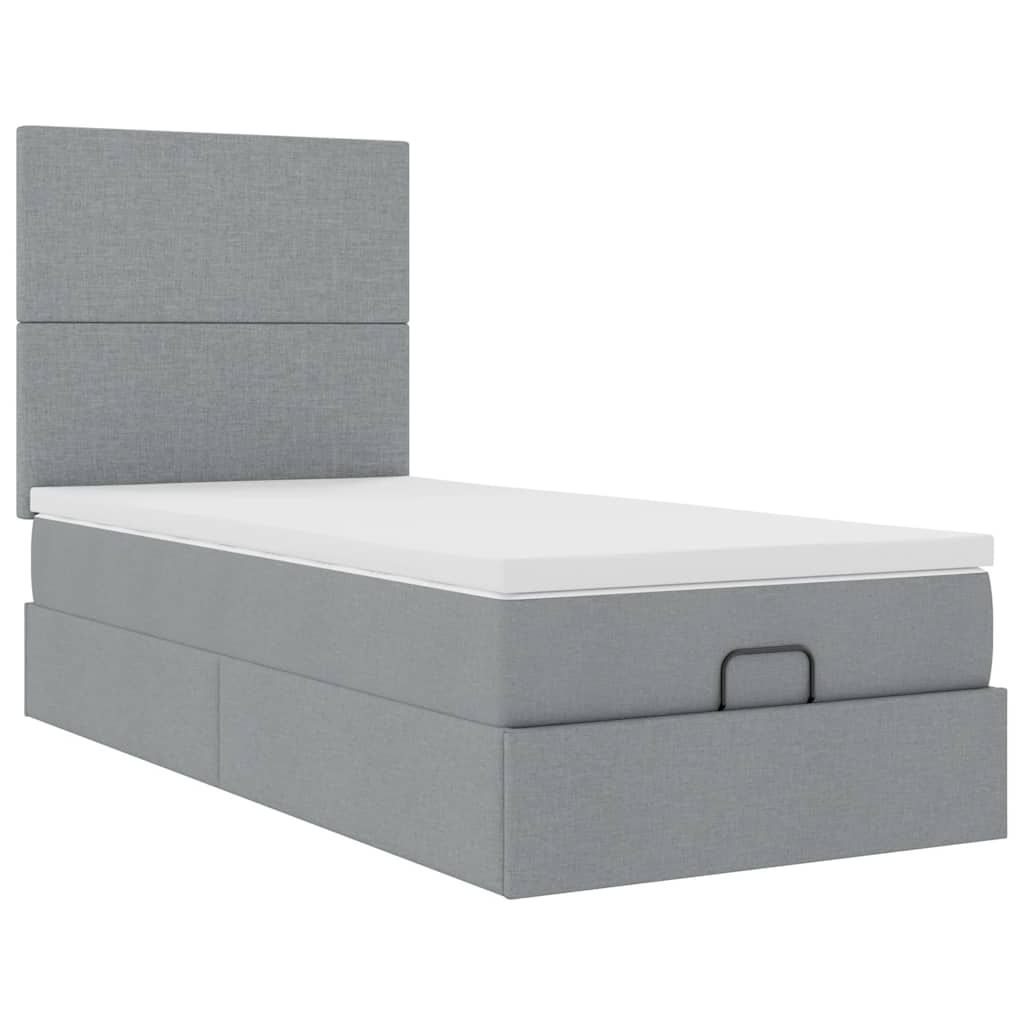 vidaXL Lit ottoman avec matelas et LED gris clair 80x200 cm tissu