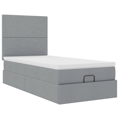 vidaXL Lit ottoman avec matelas et LED gris clair 80x200 cm tissu