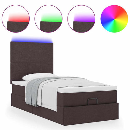 vidaXL Ottoman-Bett mit Matratze & LEDs Dunkelbraun 80x200 cm Stoff