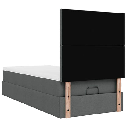 vidaXL Ottoman-Bett mit Matratze & LEDs Dunkelgrau 90x190 cm Stoff