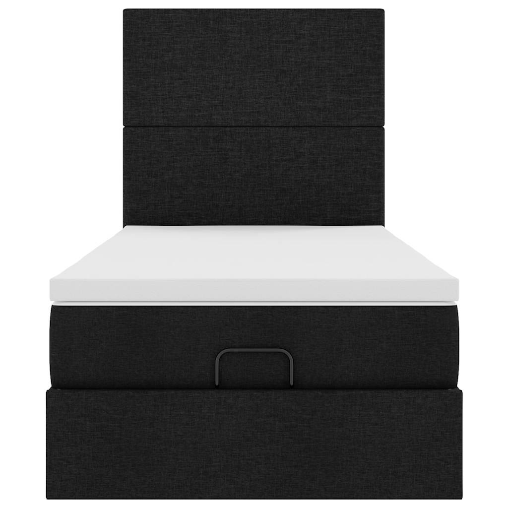 vidaXL Lit ottoman avec matelas et LED Noir 90x190 cm Tissu