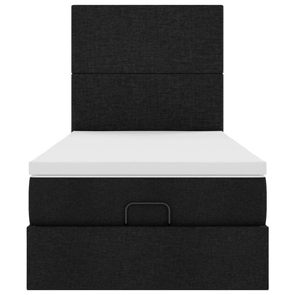 vidaXL Lit ottoman avec matelas et LED Noir 90x190 cm Tissu