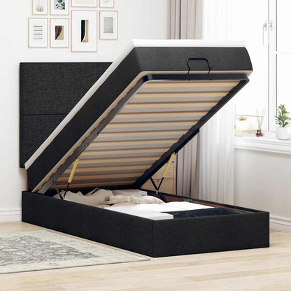 vidaXL Lit ottoman avec matelas et LED Noir 90x190 cm Tissu