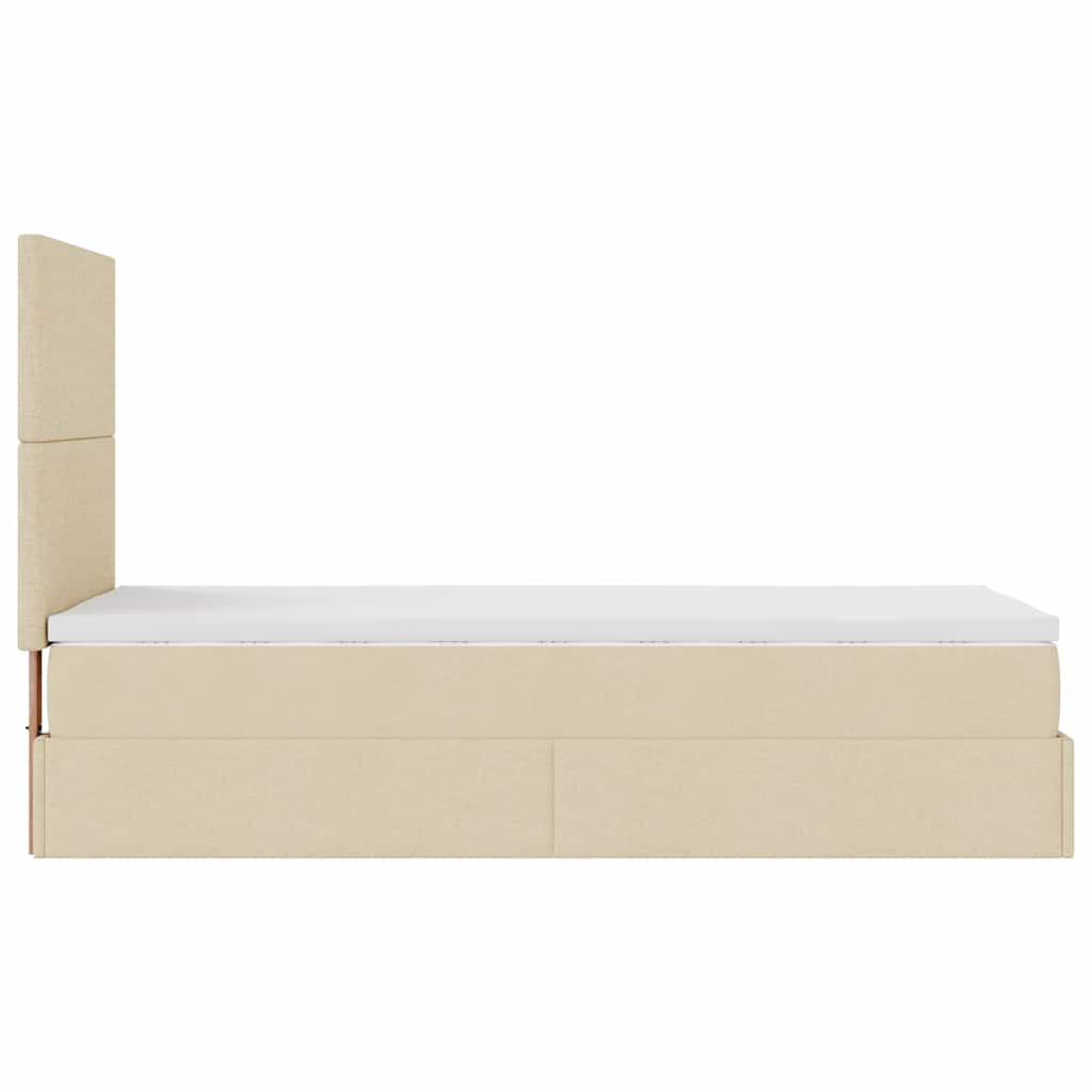 vidaXL Ottoman-Bett mit Matratze & LEDs Creme 90x190 cm Stoff