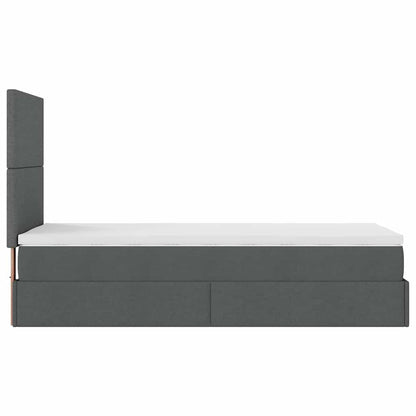 vidaXL Lit ottoman avec matelas et LED gris foncé 90x200 cm Tissu