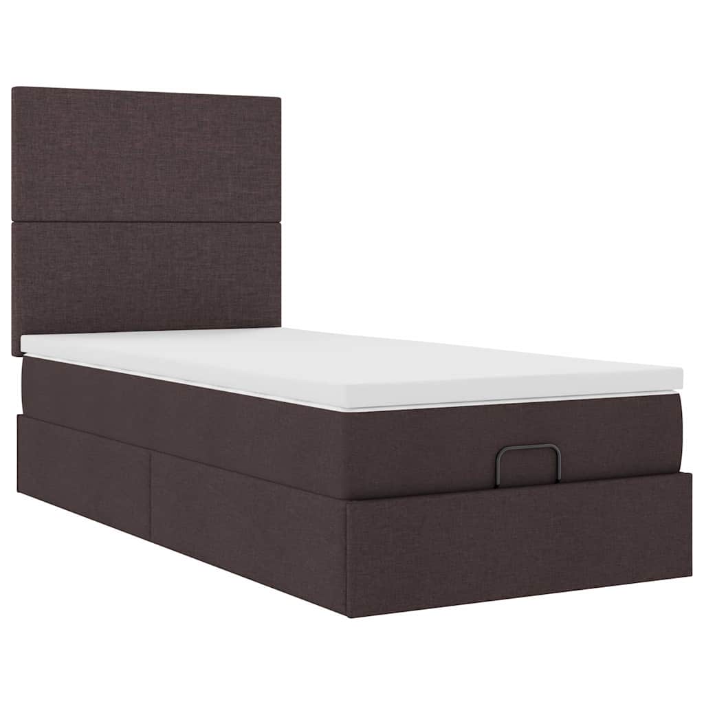 vidaXL Ottomane Bett mit Matratze & LEDs Dunkelbraun 90x200 cm Stoff