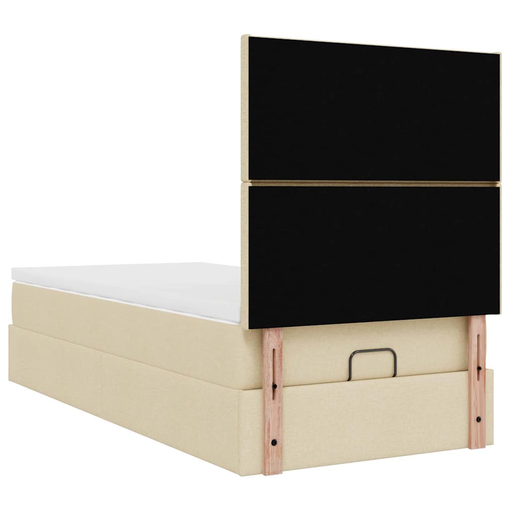 vidaXL Lit Ottoman avec Matelas & LEDs Crème 90x200 cm Tissu