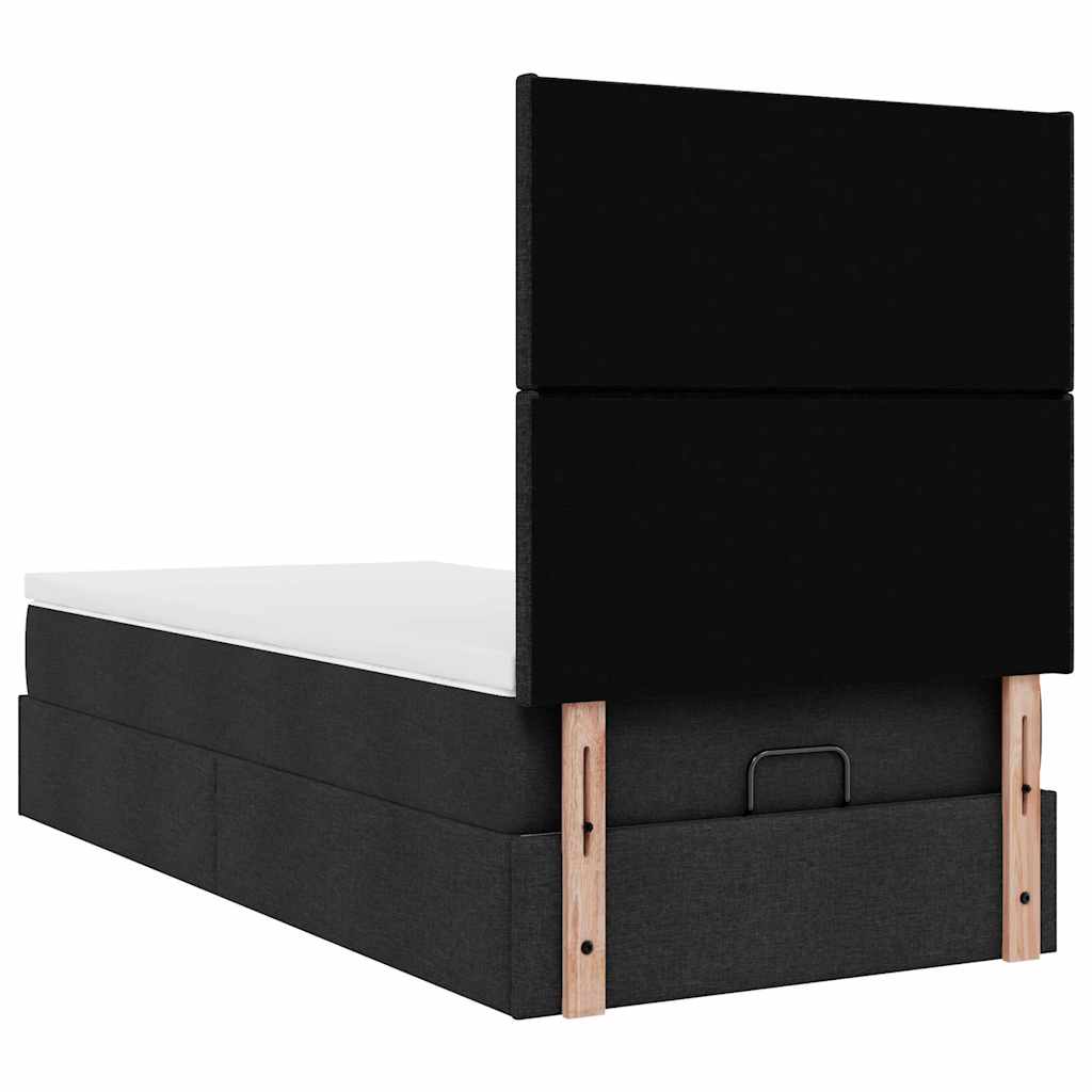 vidaXL Lit ottoman avec matelas et LED Noir 100x200 cm Tissu