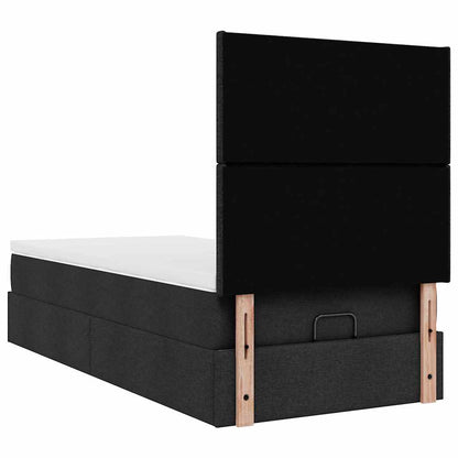 vidaXL Lit ottoman avec matelas et LED Noir 100x200 cm Tissu