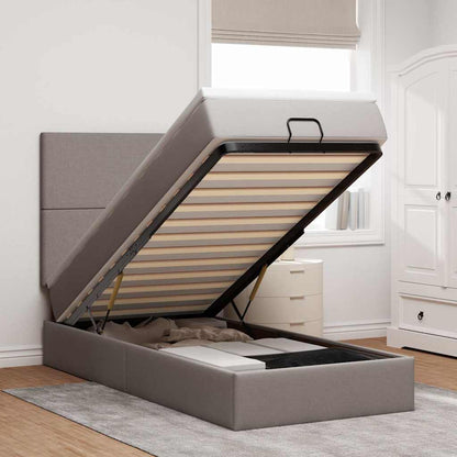 vidaXL Lit ottoman avec matelas et lumières LED Taupe 100x200 cm Tissu