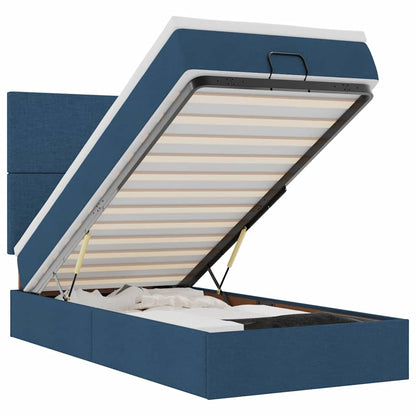 vidaXL Ottomane Bett mit Matratze & LEDs Blau 100x200 cm Stoff