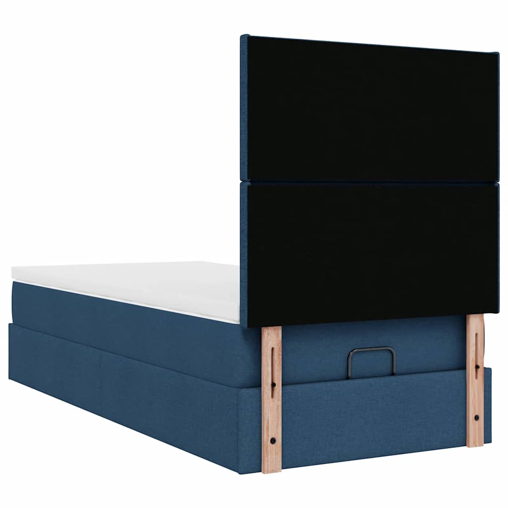 vidaXL Ottomane Bett mit Matratze & LEDs Blau 100x200 cm Stoff