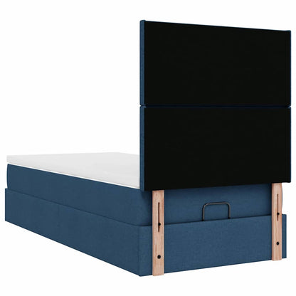 vidaXL Ottomane Bett mit Matratze & LEDs Blau 100x200 cm Stoff