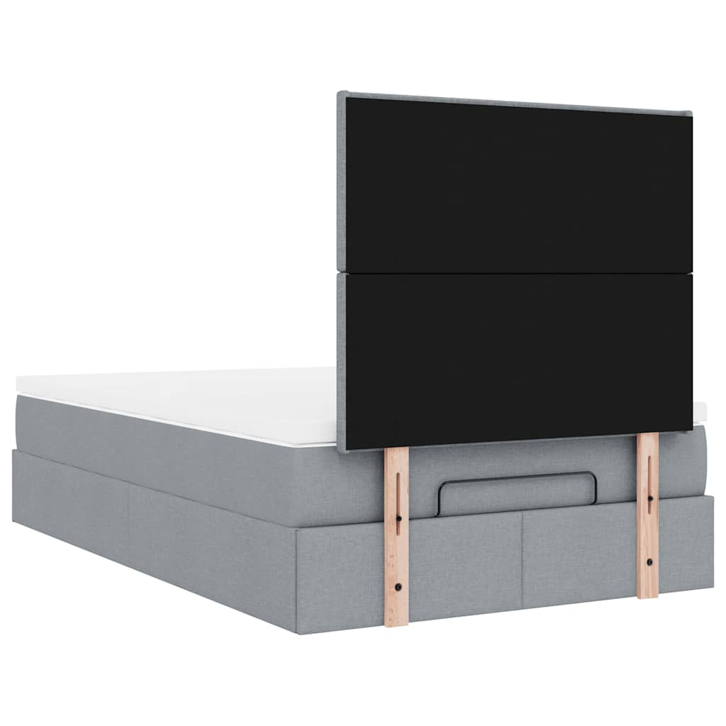 vidaXL Lit Ottoman avec matelas et LED Gris clair 120x190 cm Tissu