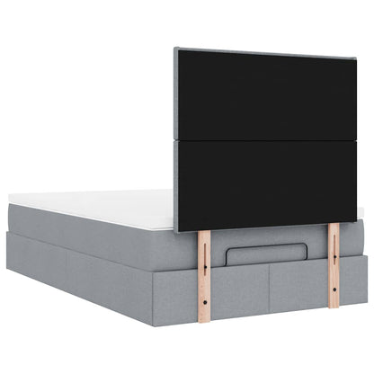 vidaXL Lit Ottoman avec matelas et LED Gris clair 120x190 cm Tissu