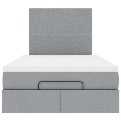 Ottoman-Bett mit Matratze & LEDs Hellgrau 120x190 cm Stoff