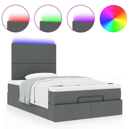 vidaXL Ottoman-Bett mit Matratze & LEDs Dunkelgrau 120x190 cm Stoff