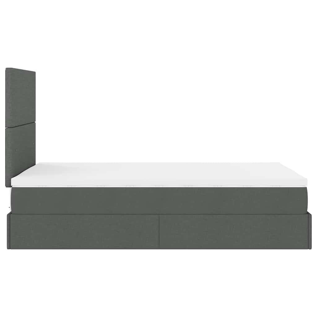 vidaXL Ottoman-Bett mit Matratze & LEDs Dunkelgrau 120x190 cm Stoff