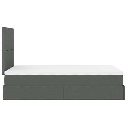 vidaXL Ottoman-Bett mit Matratze & LEDs Dunkelgrau 120x190 cm Stoff