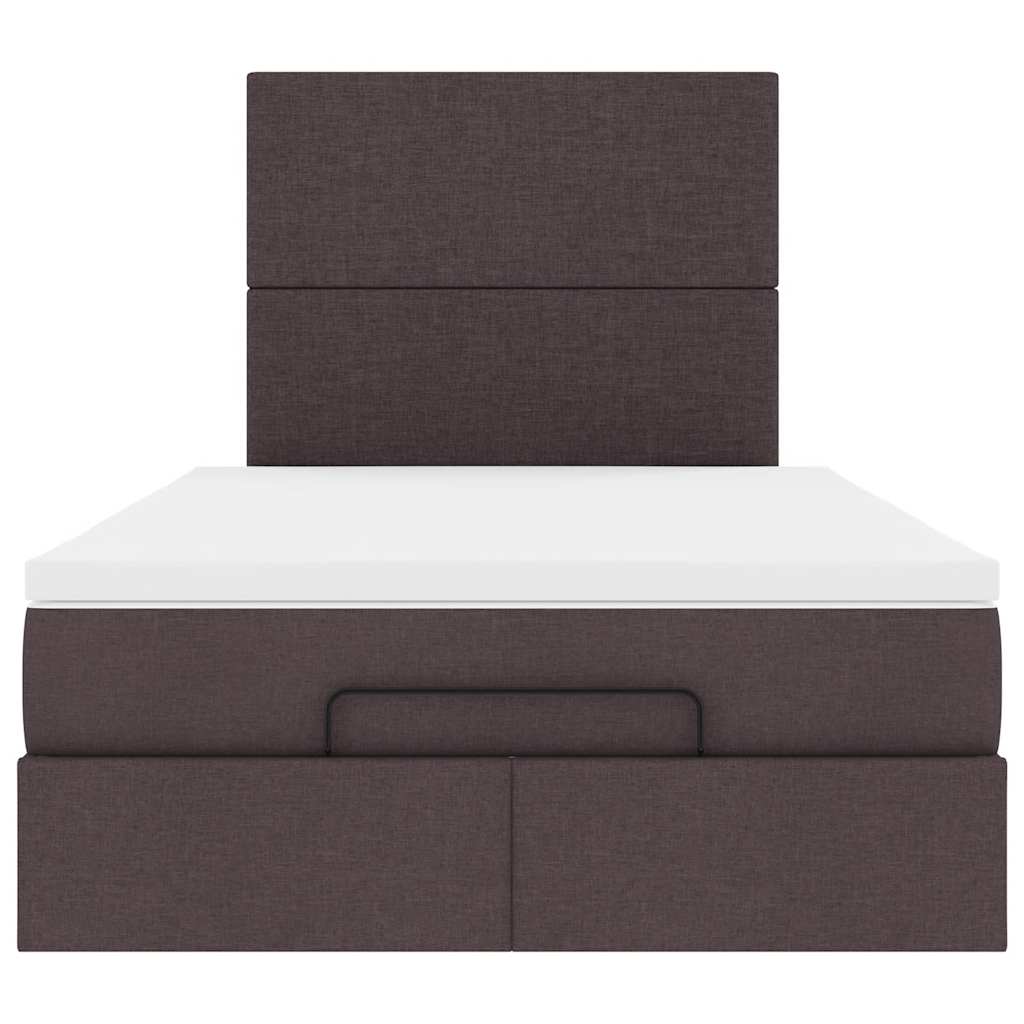 vidaXL Ottoman-Bett mit Matratze & LEDs Dunkelbraun 120x190 cm Stoff