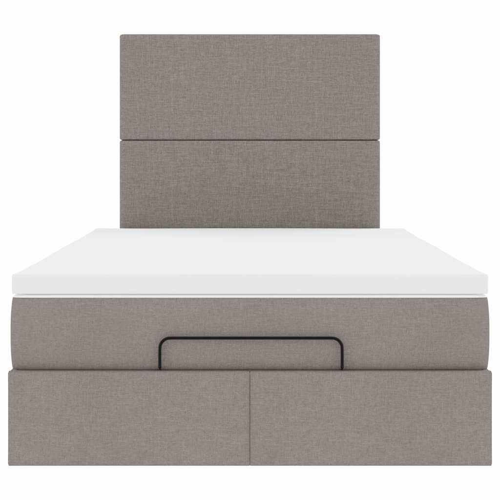 vidaXL Ottoman-Bett mit Matratze & LEDs Taupe 120x190 cm Stoff