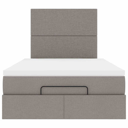 vidaXL Ottoman-Bett mit Matratze & LEDs Taupe 120x190 cm Stoff