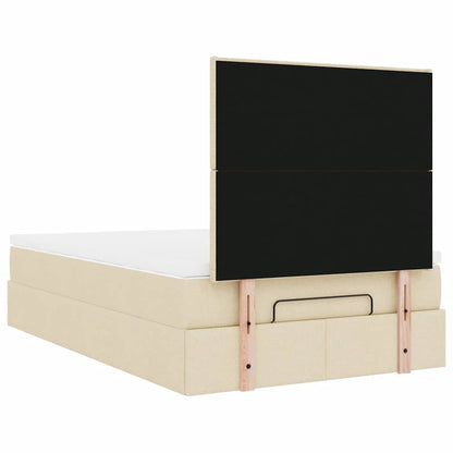 vidaXL Ottoman-Bett mit Matratze & LEDs Creme 120x190 cm Stoff