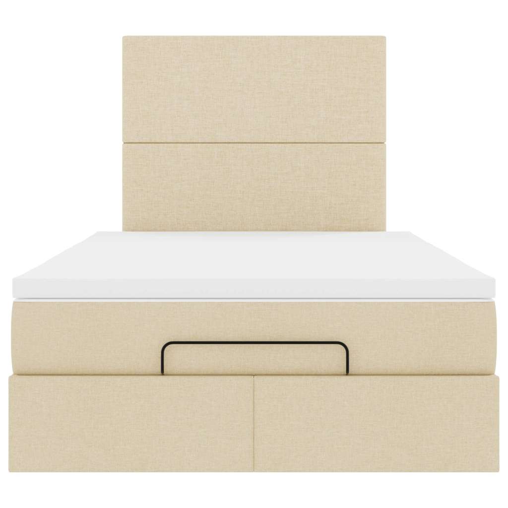 vidaXL Ottoman-Bett mit Matratze & LEDs Creme 120x190 cm Stoff