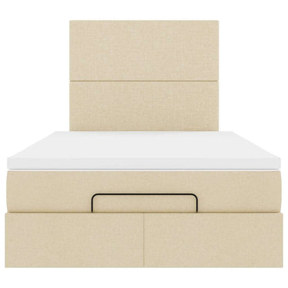 vidaXL Ottoman-Bett mit Matratze & LEDs Creme 120x190 cm Stoff