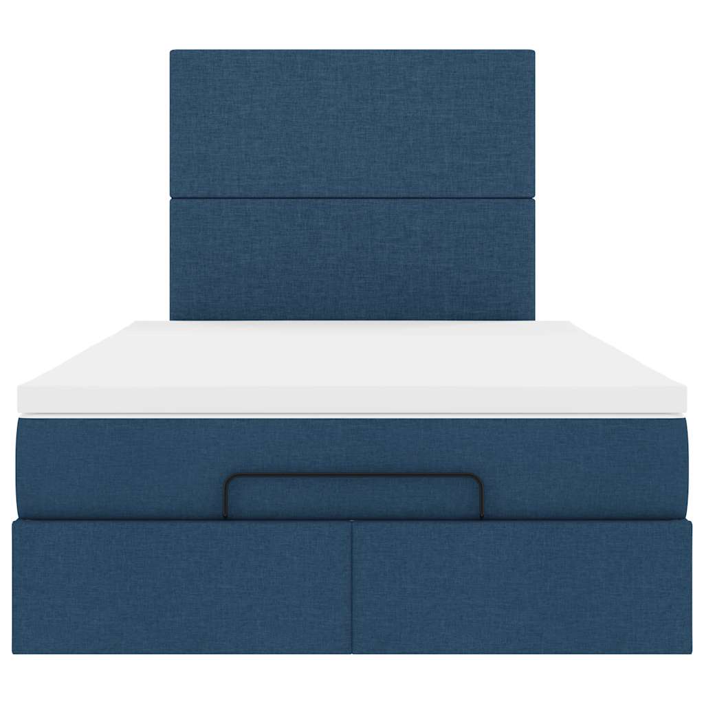 vidaXL Ottoman-Bett mit Matratze & LEDs Blau 120x190 cm Stoff