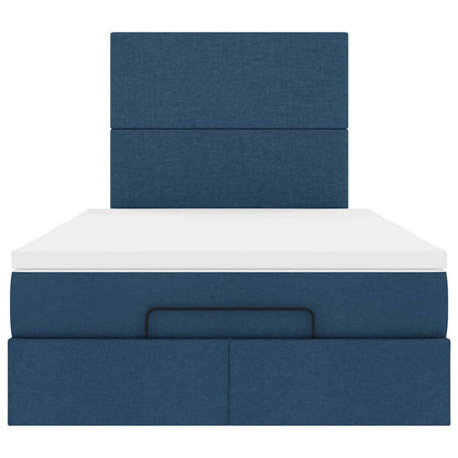 vidaXL Ottoman-Bett mit Matratze & LEDs Blau 120x190 cm Stoff