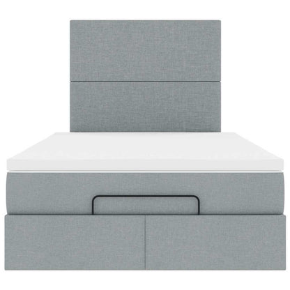 Ottoman-Bett mit Matratze & LEDs Hellgrau 120x200 cm Stoff