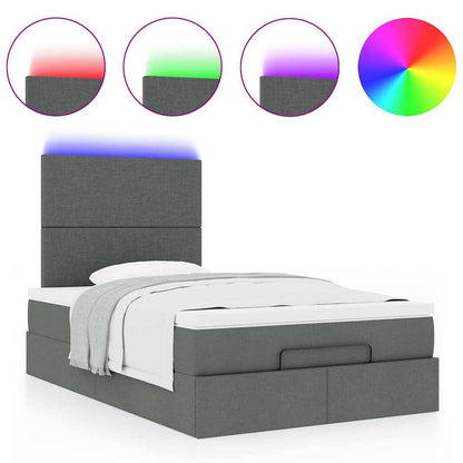vidaXL Lit ottoman avec matelas et LED gris foncé 120x200 cm tissu