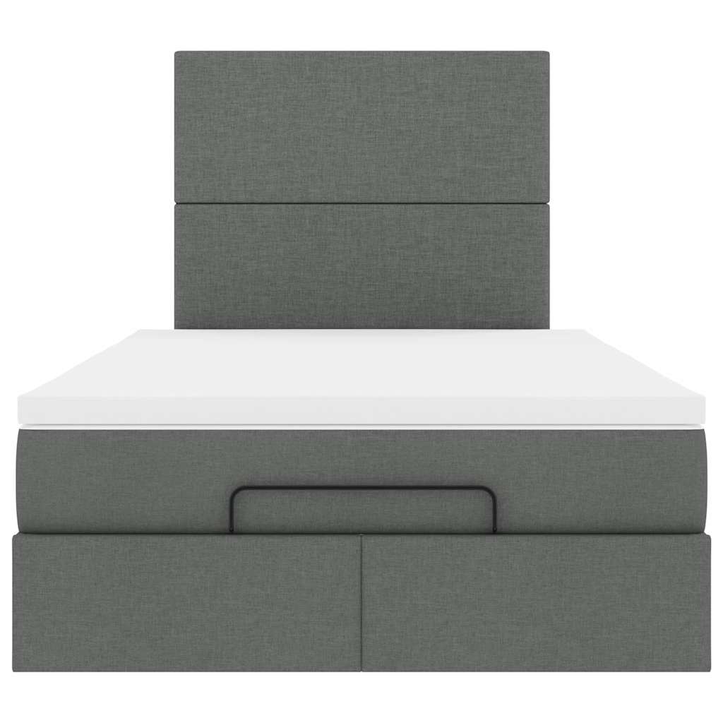 vidaXL Lit ottoman avec matelas et LED gris foncé 120x200 cm tissu