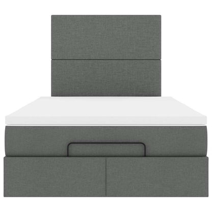 vidaXL Lit ottoman avec matelas et LED gris foncé 120x200 cm tissu