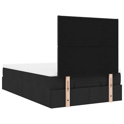 vidaXL Ottoman-Bett mit Matratze & LEDs Schwarz 120x200 cm Stoff