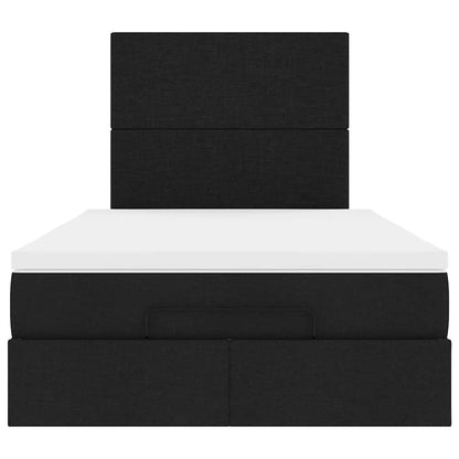 vidaXL Ottoman-Bett mit Matratze & LEDs Schwarz 120x200 cm Stoff