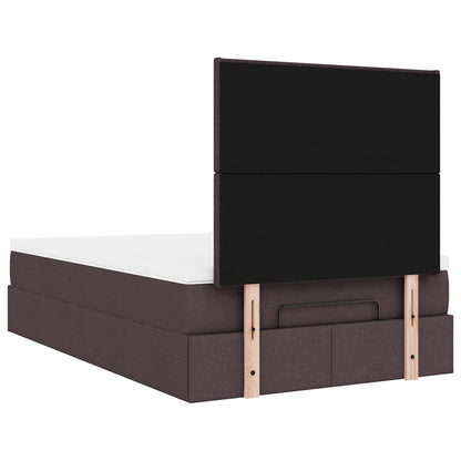 vidaXL Ottoman-Bett mit Matratze & LEDs Dunkelbraun 120x200 cm Stoff