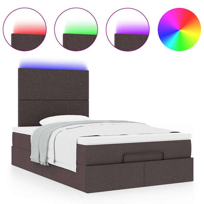 Ottoman-Bett mit Matratze & LEDs Dunkelbraun 120x200 cm Stoff