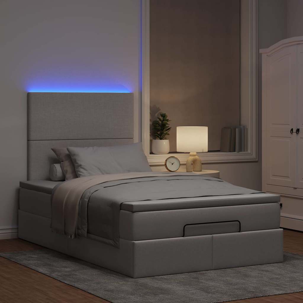 vidaXL Lit ottoman avec matelas et LED Taupe 120x200 cm Tissu