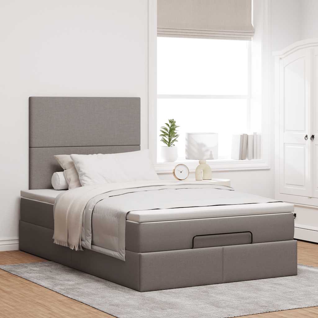 vidaXL Lit ottoman avec matelas et LED Taupe 120x200 cm Tissu