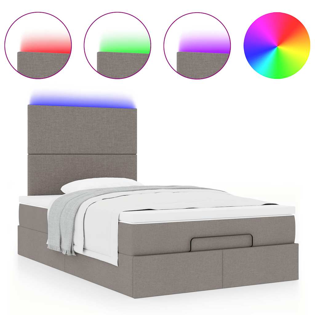 vidaXL Lit ottoman avec matelas et LED Taupe 120x200 cm Tissu