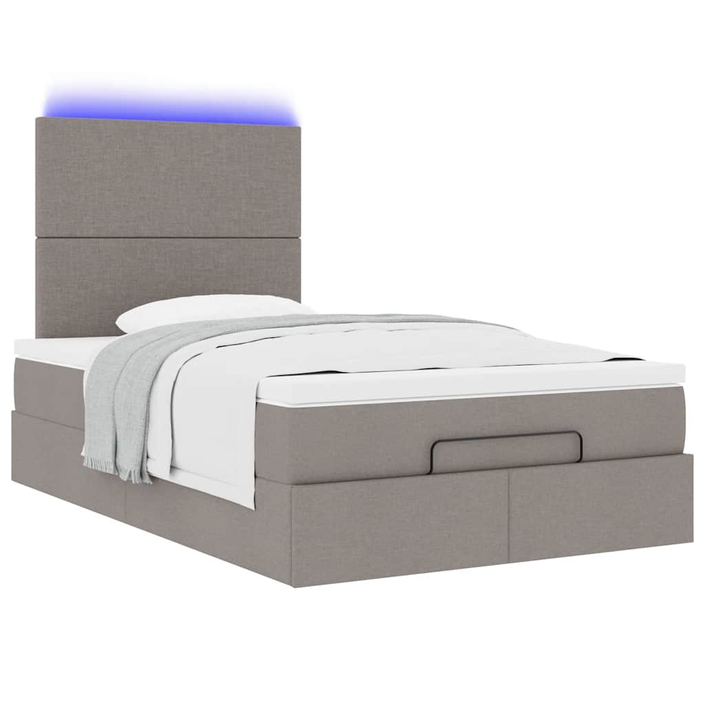 vidaXL Lit ottoman avec matelas et LED Taupe 120x200 cm Tissu