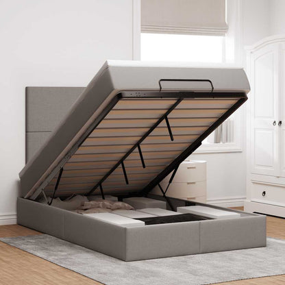 vidaXL Lit ottoman avec matelas et LED Taupe 120x200 cm Tissu