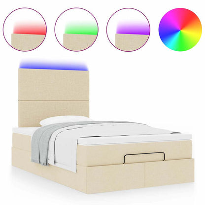 vidaXL Ottoman-Bett mit Matratze & LEDs Creme 120x200 cm Stoff