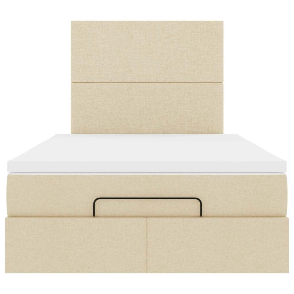 vidaXL Ottoman-Bett mit Matratze & LEDs Creme 120x200 cm Stoff