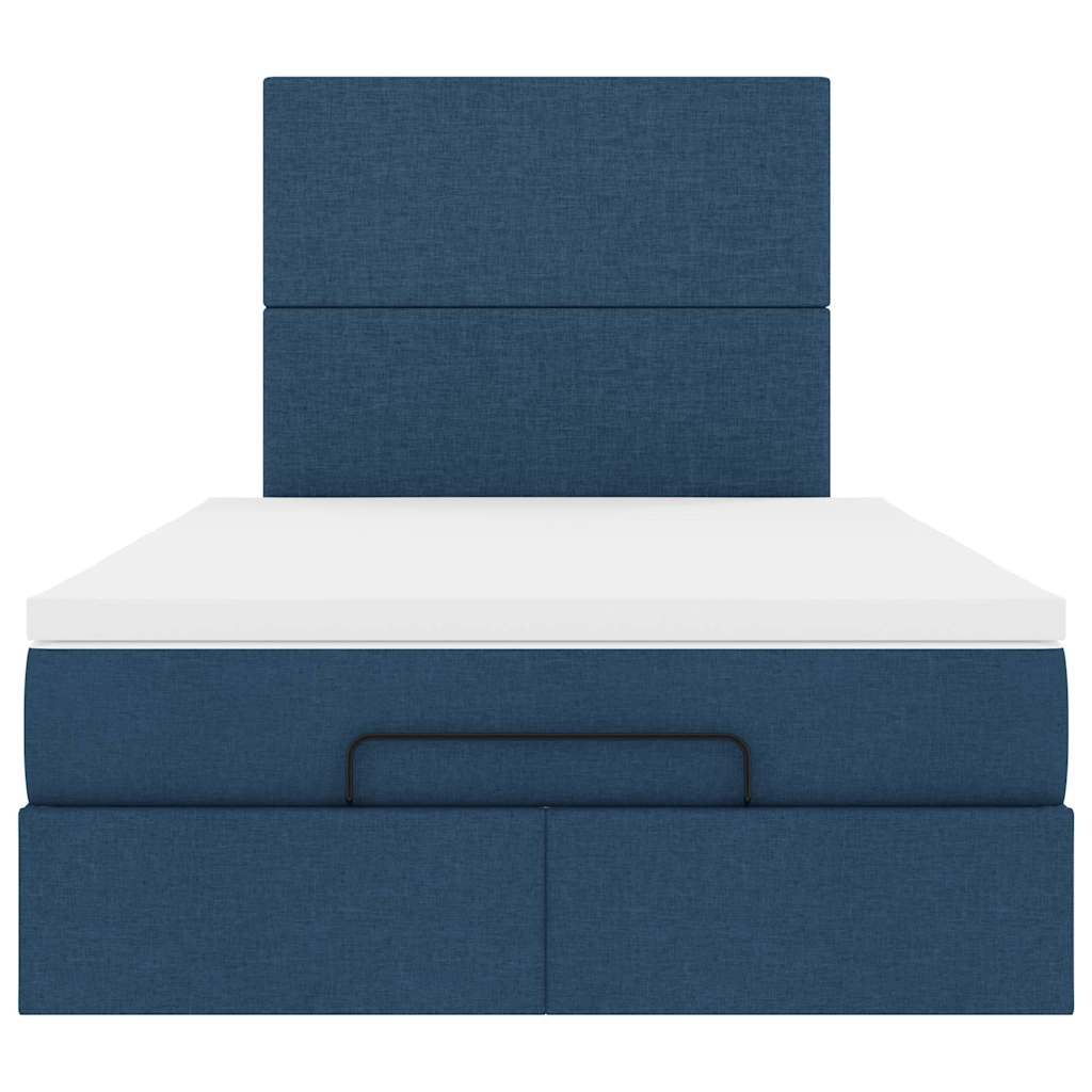 vidaXL Ottoman-Bett mit Matratze & LEDs Blau 120x200 cm Stoff
