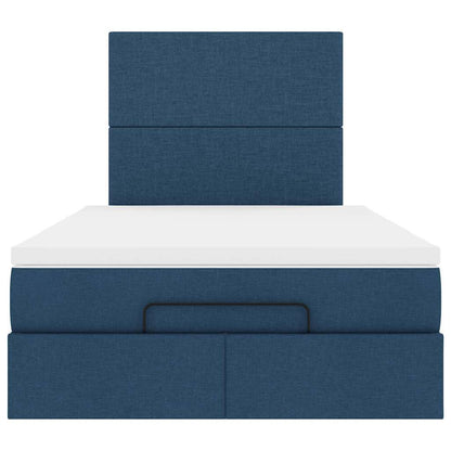 vidaXL Ottoman-Bett mit Matratze & LEDs Blau 120x200 cm Stoff