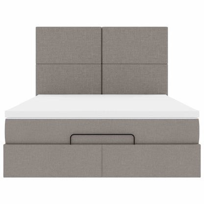 Ottoman-Bett mit Matratze & LEDs Taupe 140x190 cm Stoff