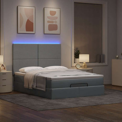 vidaXL Lit ottoman avec matelas et LED gris clair 140x200 cm Tissu